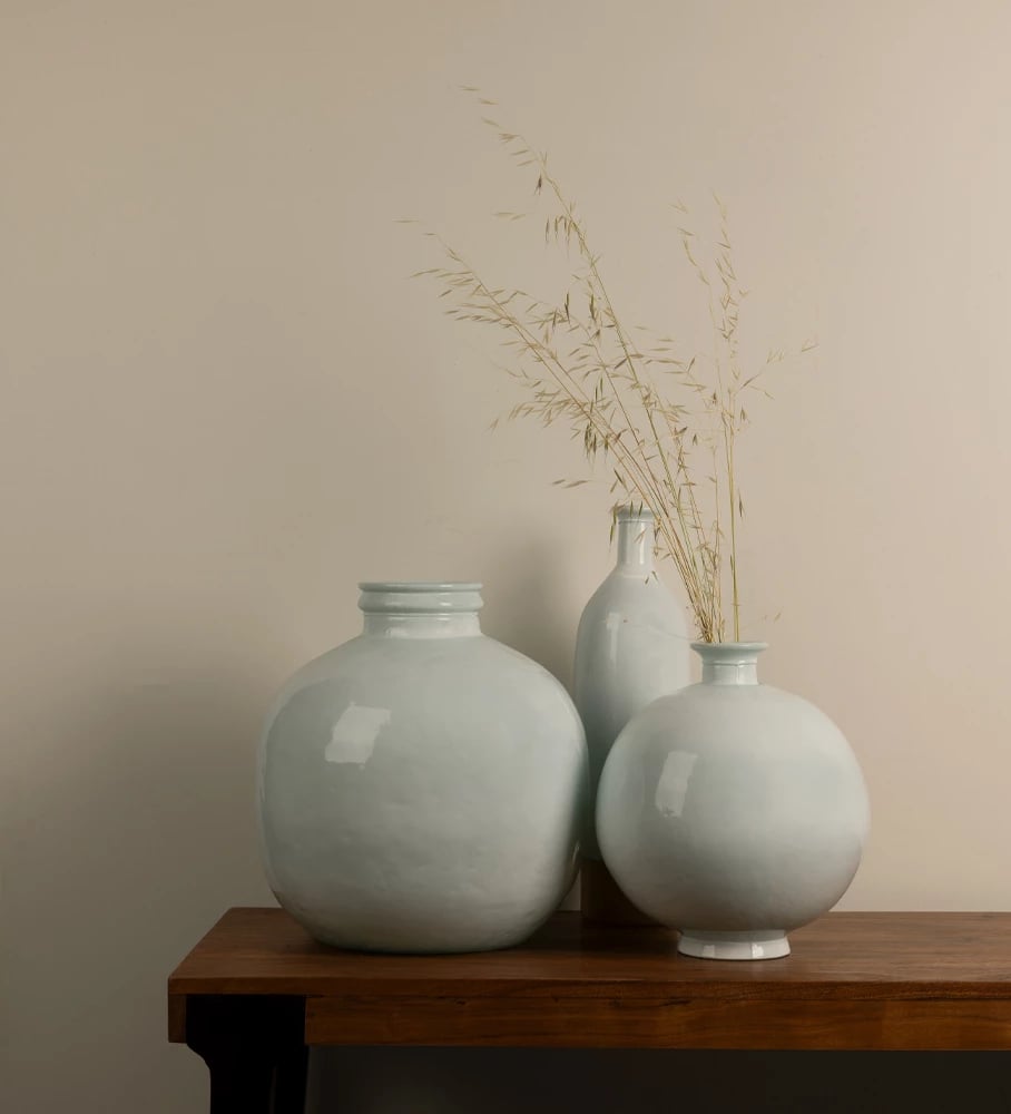 Vazo ICE AGE, qelq i ricikluar, e bardhë, 32x32x35cm