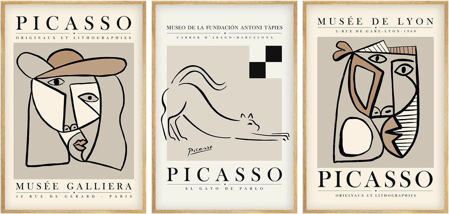 Pikturë dekorative me kornizë MDF (3 copë), Wallity, Huhu254, 50x35cm