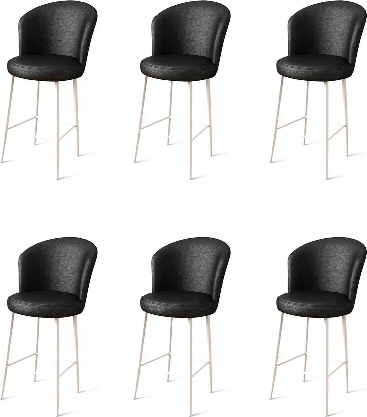 Set karrigesh për bar (6 copë), Hanah Home Uras, e zezë dhe e bardhë