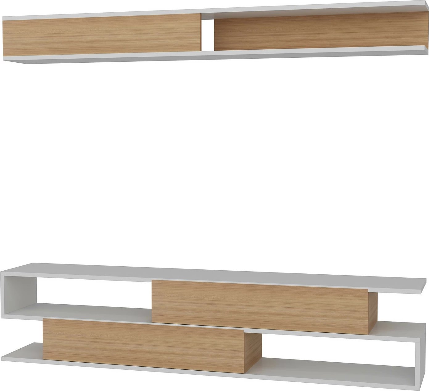 Komodë TV Hanah Home, Sims, e bardhë dhe teak