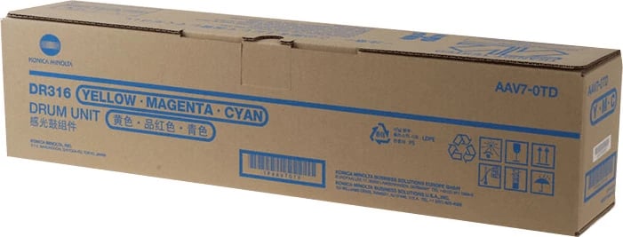 Njësi drum Konica Minolta DR316, AAV70TD, rendiment 105000 faqe, madhësi standarde, Cyan Magenta Yellow