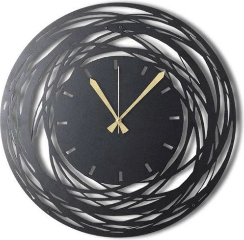 Orë muri dekorative prej metali, Wallity, WATCH-042, e zezë, 50x50cm