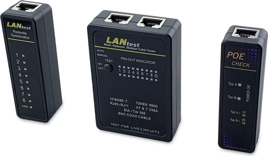 Testues kabllosh rrjeti Equip, RJ45/BNC/PoE, i zi