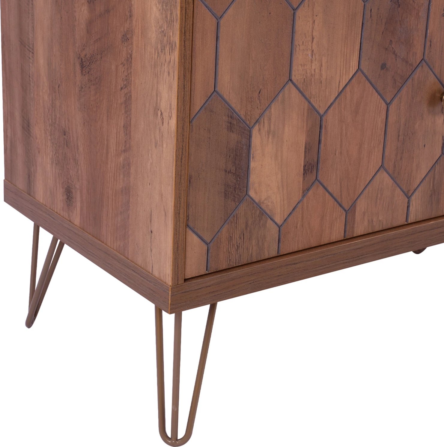 Mobilje TV Philippa, ngjyrë arre me detaje të arta, FH8674, 130x39,5x51 cm