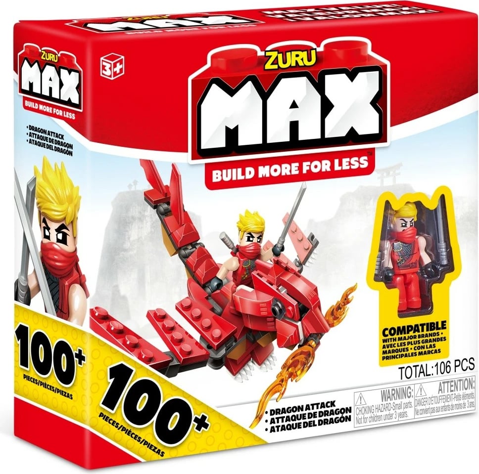 Set blloqe ndërtimi ZURU Max Build More, 100+ pjesë, me figurë, plastikë