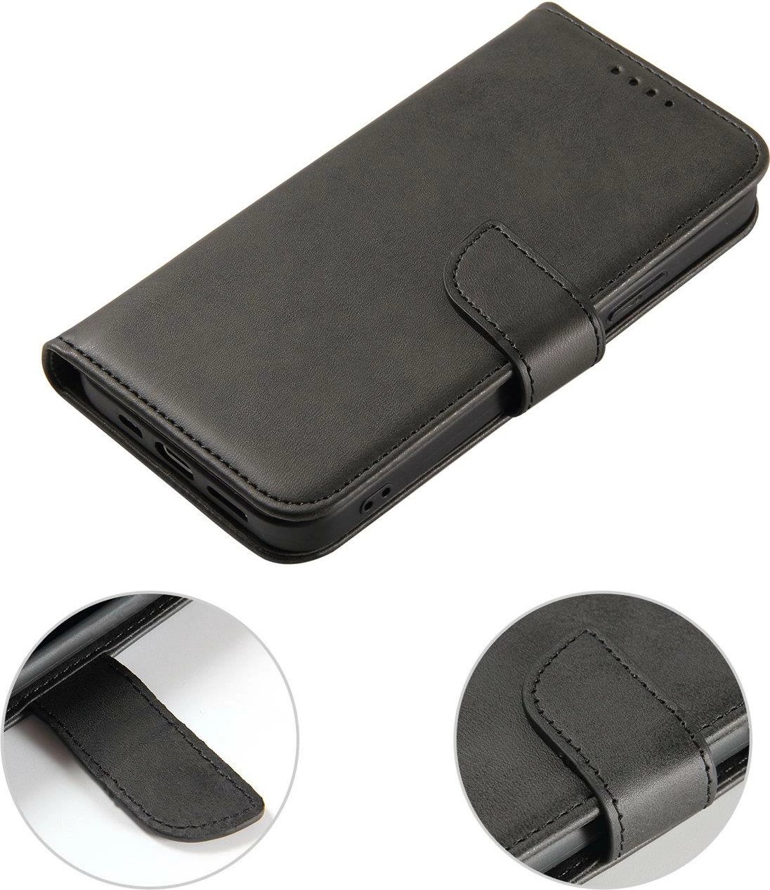 Mbështjellës Hurtel Magnet Case për TCL 20 5G, me portofol dhe mbajtëse, e zezë