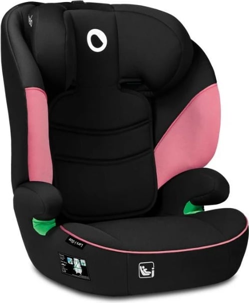 Ulëse makine Lionelo Lars i-Size për fëmijë, 100-150 cm, 15-36 kg, e zezë/rozë