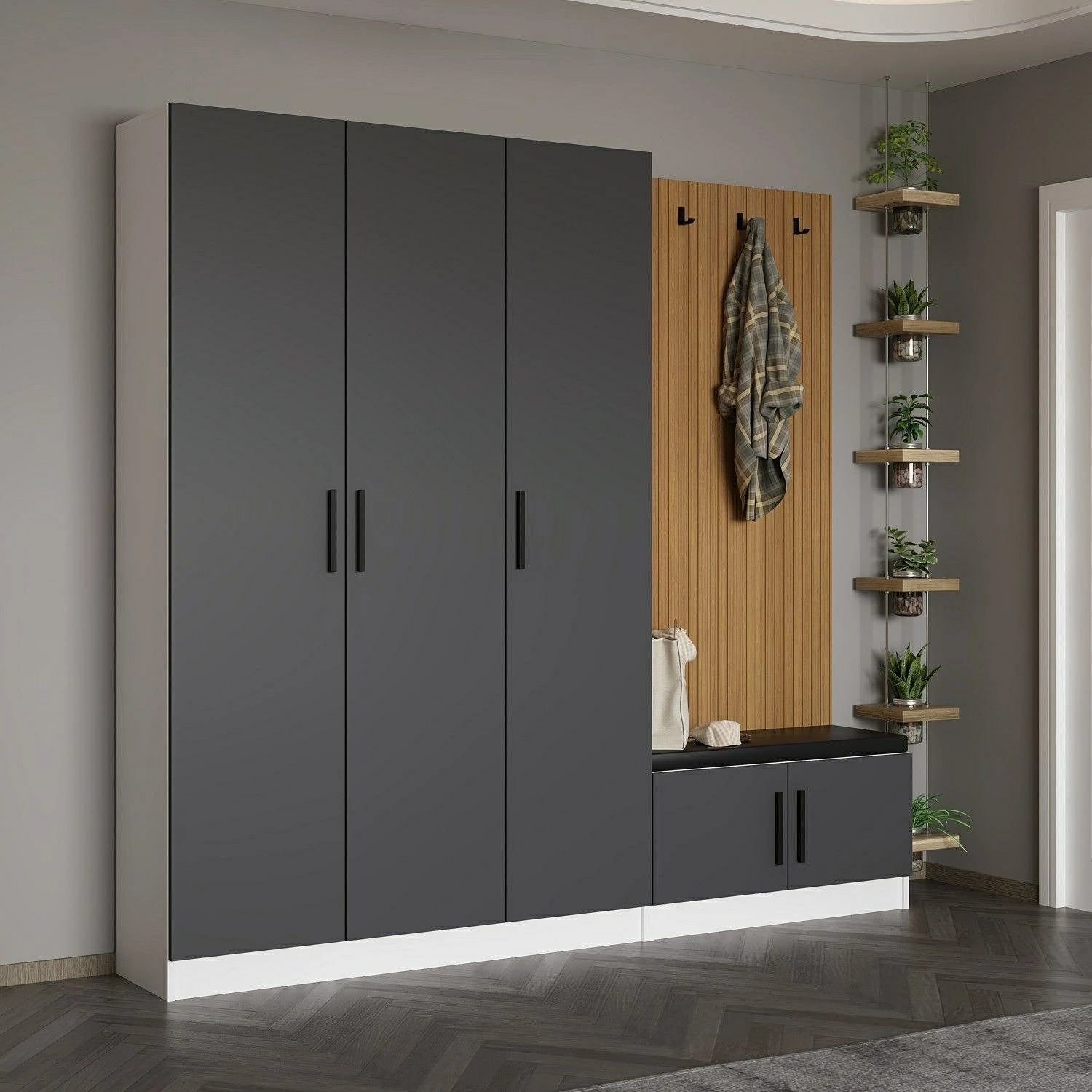 Stendë për korridor Skye Decor, Noah, anthracite, 225x210x35cm