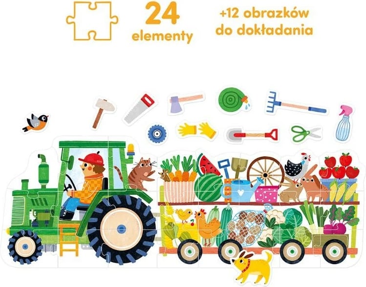 Puzzle për fëmijë CzuCzu Moto Puzzle Traktor, 24 pjesë, shumëngjyrësh