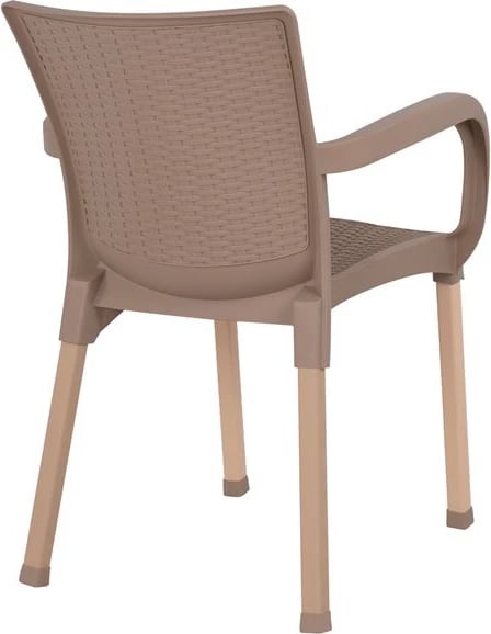 Karrige me krahë, polipropilenë, këmbë alumini, FH5591.02, ngjyrë kapuçino, 60x60x82 cm