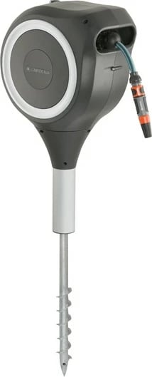 Kasetë automatike për zorrë uji Gardena RollUp S, 15m, kënd rrotullimi 360°, e zezë/gri