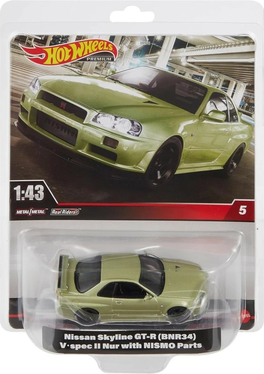 Makine lodër Hot Wheels Nissan Skyline GT-R (BNR34) V-spec II Nur me pjesë NISMO, 1:43, Ari