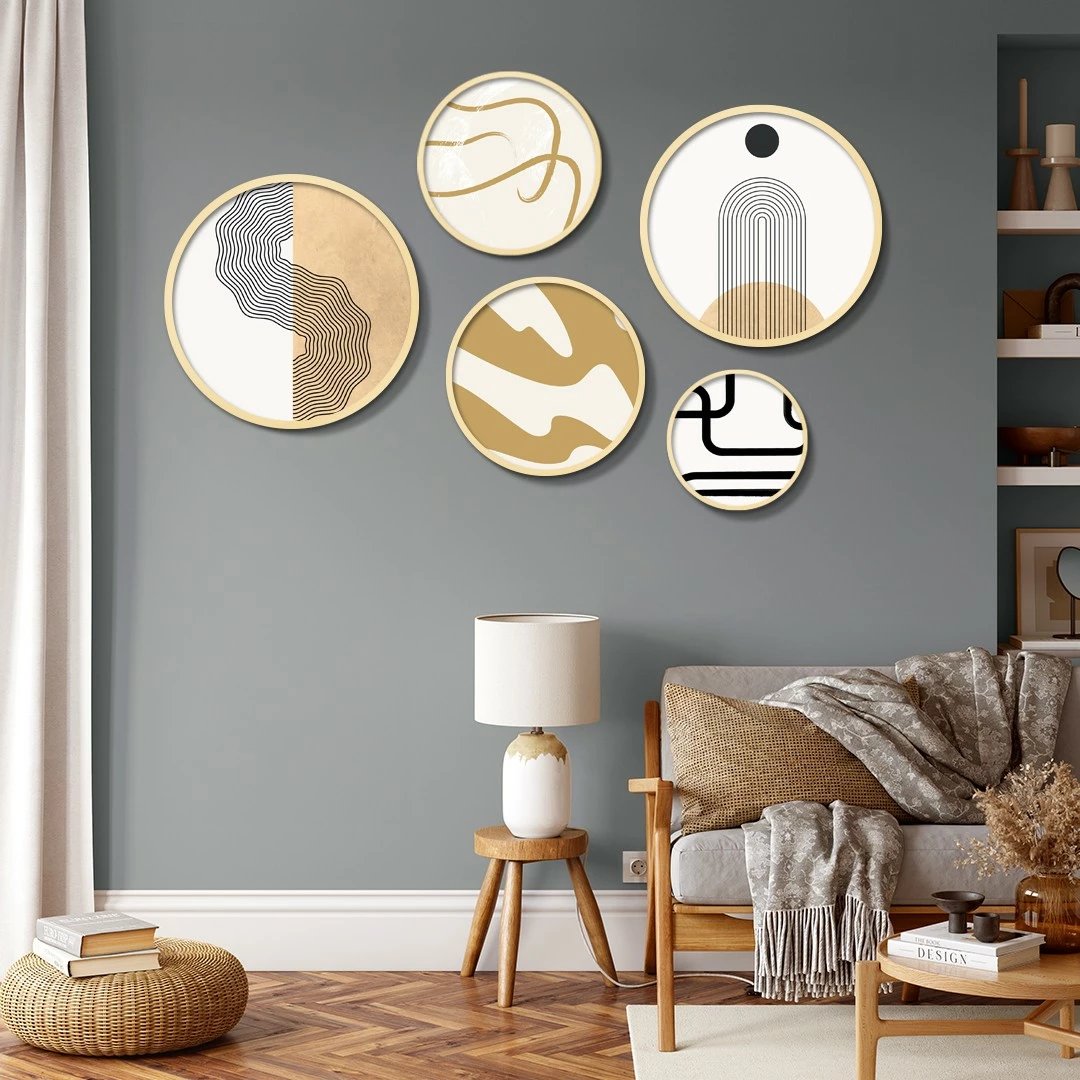 Set pikturash dekorative me kornizë MDF (5 copë), Wallity, Yats-06