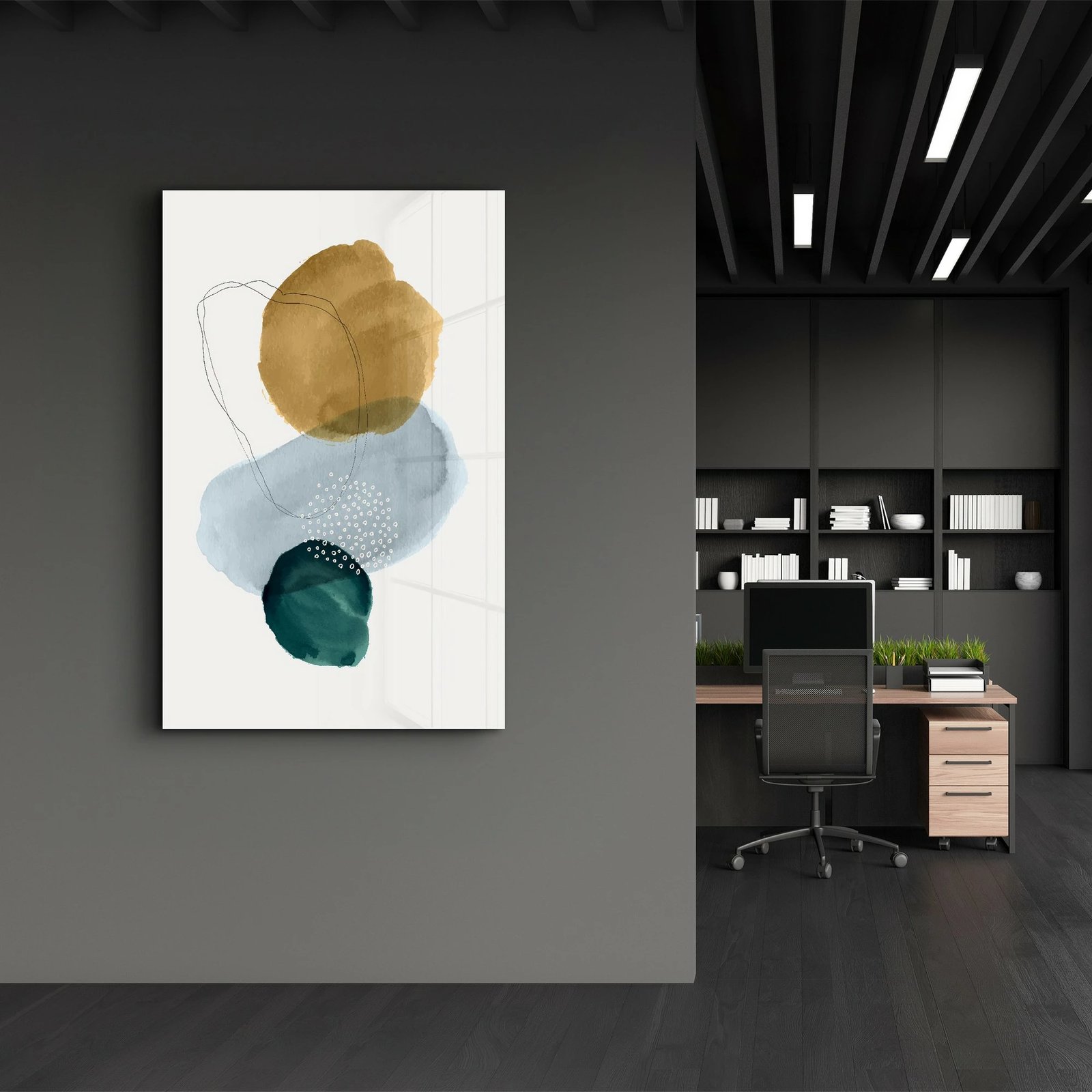 Pikturë dekorative prej xhami të temperuar, shumëngjyrëshe, CAM-2061, 46x72cm