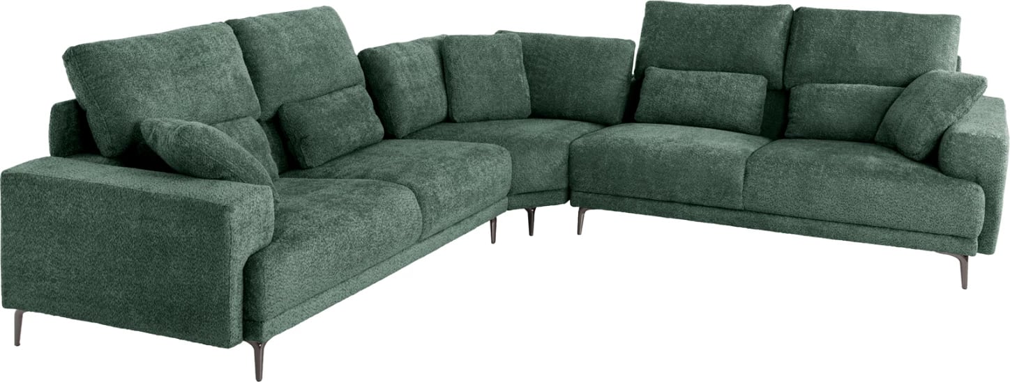 Kënd divani SYMMET FH3269.05, pëlhurë jeshile, këmbë antracit me shkëlqim, 314x236x90-102H cm