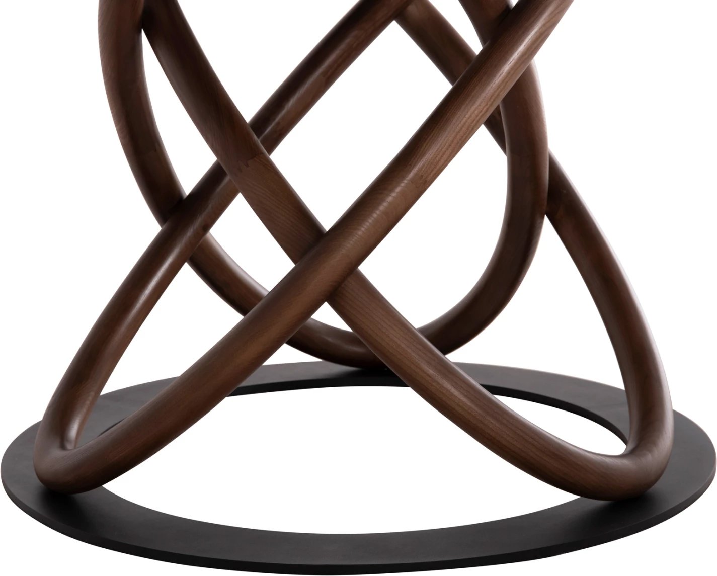 Tavolinë e rrumbullakët ngrënieje ORBITER, sipërfaqe qeramike, këmbë ngjyrë arre, F120x78H cm