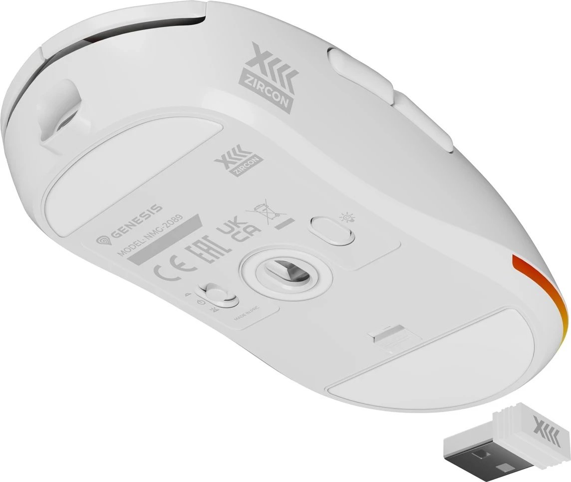 Maus GENESIS Zircon XIII, NMG-2090, wireless + USB Type-C, 26000 DPI, i bardhë