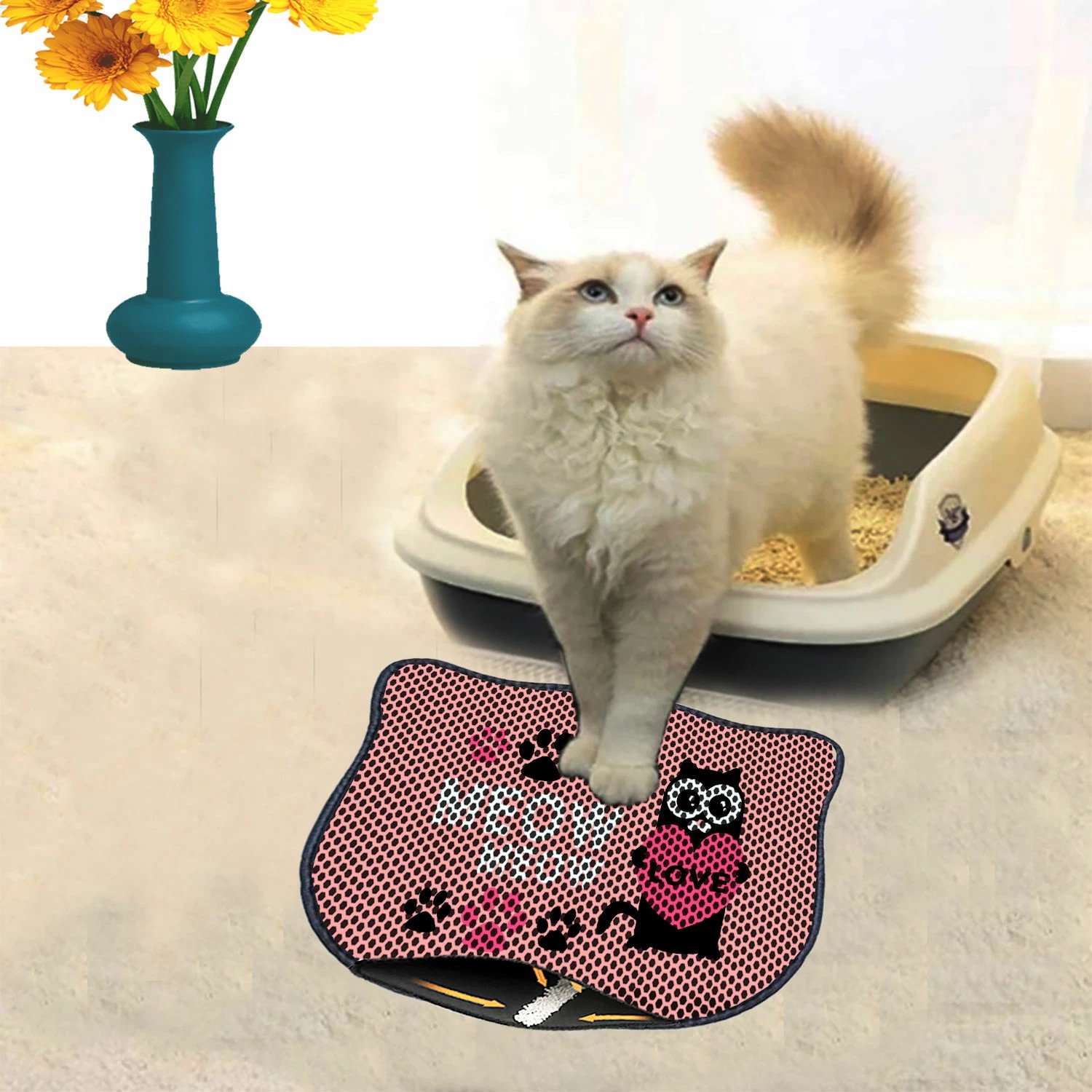 Tapet për rërë mace, shumëngjyrësh, Paws & Whiskers, Kdkafa0044, 40x50cm