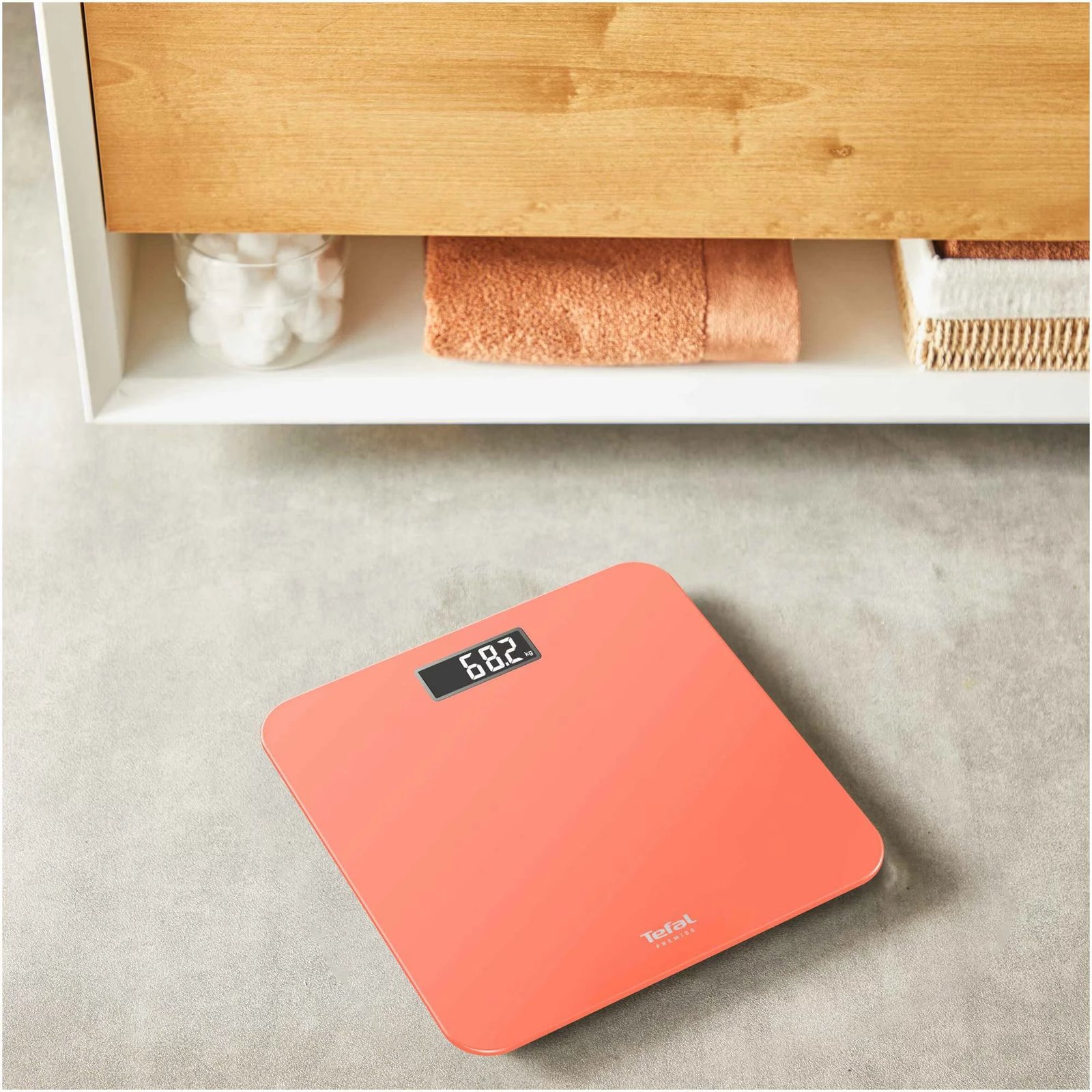 Peshore personale, Tefal, Premiss PP1803V0, kapacitet 160 kg, ekran LCD, xham i temperuar, portokalli