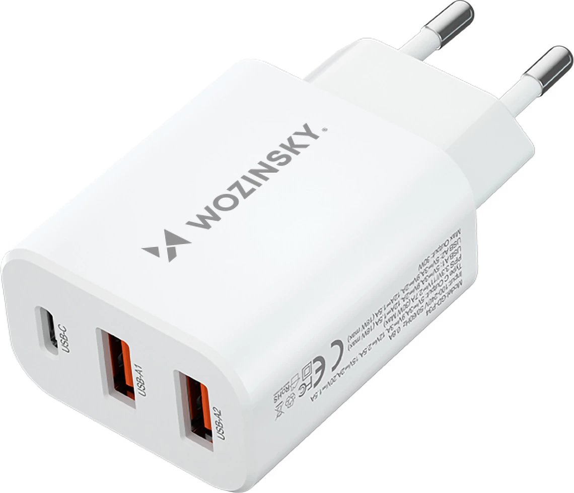 Karikues muri Wozinsky CWCUCW, 30W, 1x USB-C, 2x USB-A, i bardhë