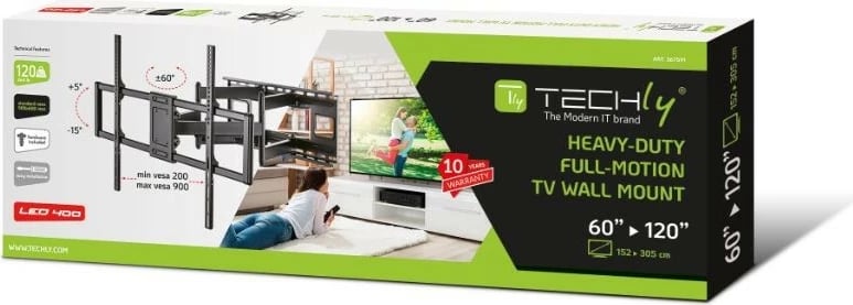 Mbajtës muri për TV Techly 367591, 60-120", rrotullues, i zi Mbajtës muri për TV Techly 367591, 60-120", rrotullues, i zi