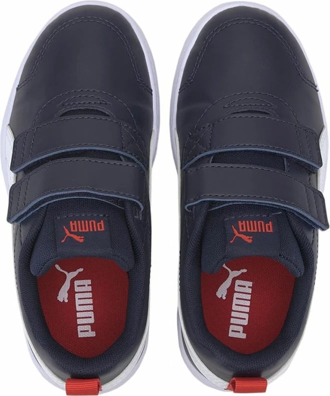 Atlete për fëmijë Puma, të bardha me blu deti