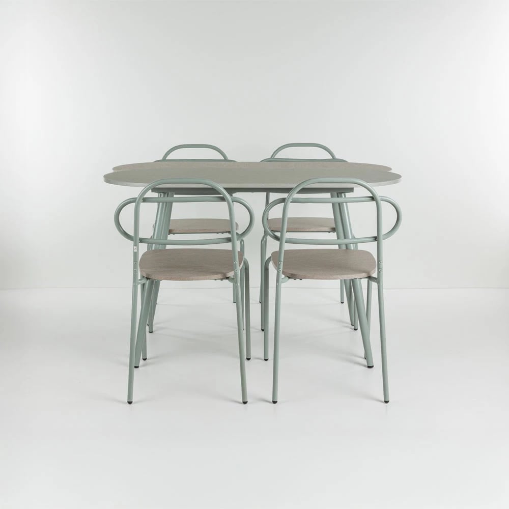 Tavolinë me karrige italiane, 4+1, ngjyrë gri-gur, 120x75x75