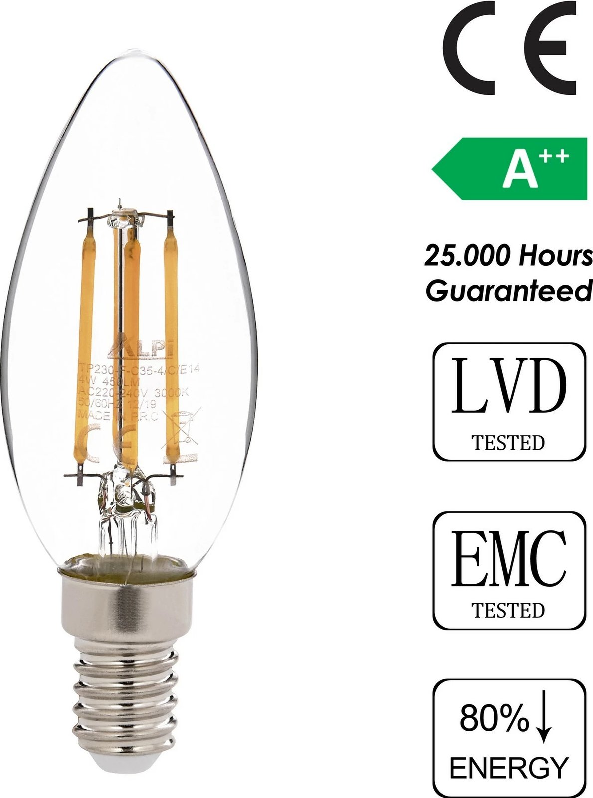 Llambë LED Opviq, E14, dritë e ngrohtë, transparente