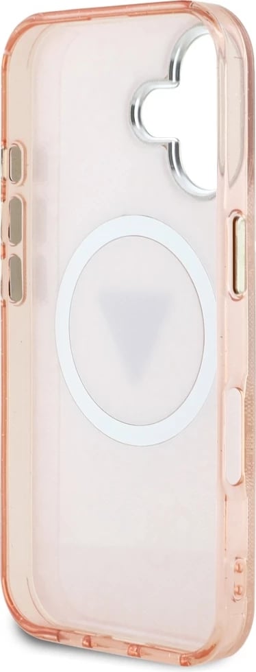 Mbështjellës Guess IML Metal Glitter 4G Circle Triangle MagSafe për iPhone 16, Rozë Mbështjellës Guess IML Metal Glitter 4G Circle Triangle MagSafe për iPhone 16, Rozë
