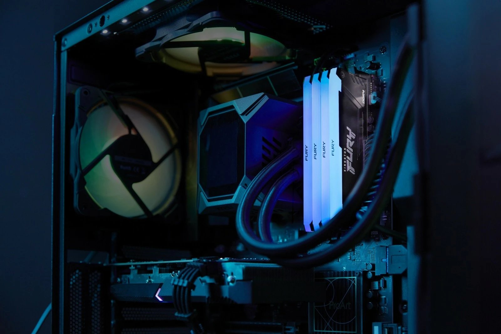 RAM Memorje, Kingston, FURY Beast RGB KF436C18BB2AK4/128, DDR4 128GB (4x32GB) 3600 MHz CL18, me radiator, RGB, set 4