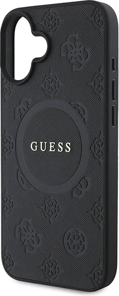 Mbështjellës Guess Saffiano Peony Classic Logo MagSafe për iPhone 16, i zi Mbështjellës Guess Saffiano Peony Classic Logo MagSafe për iPhone 16, i zi