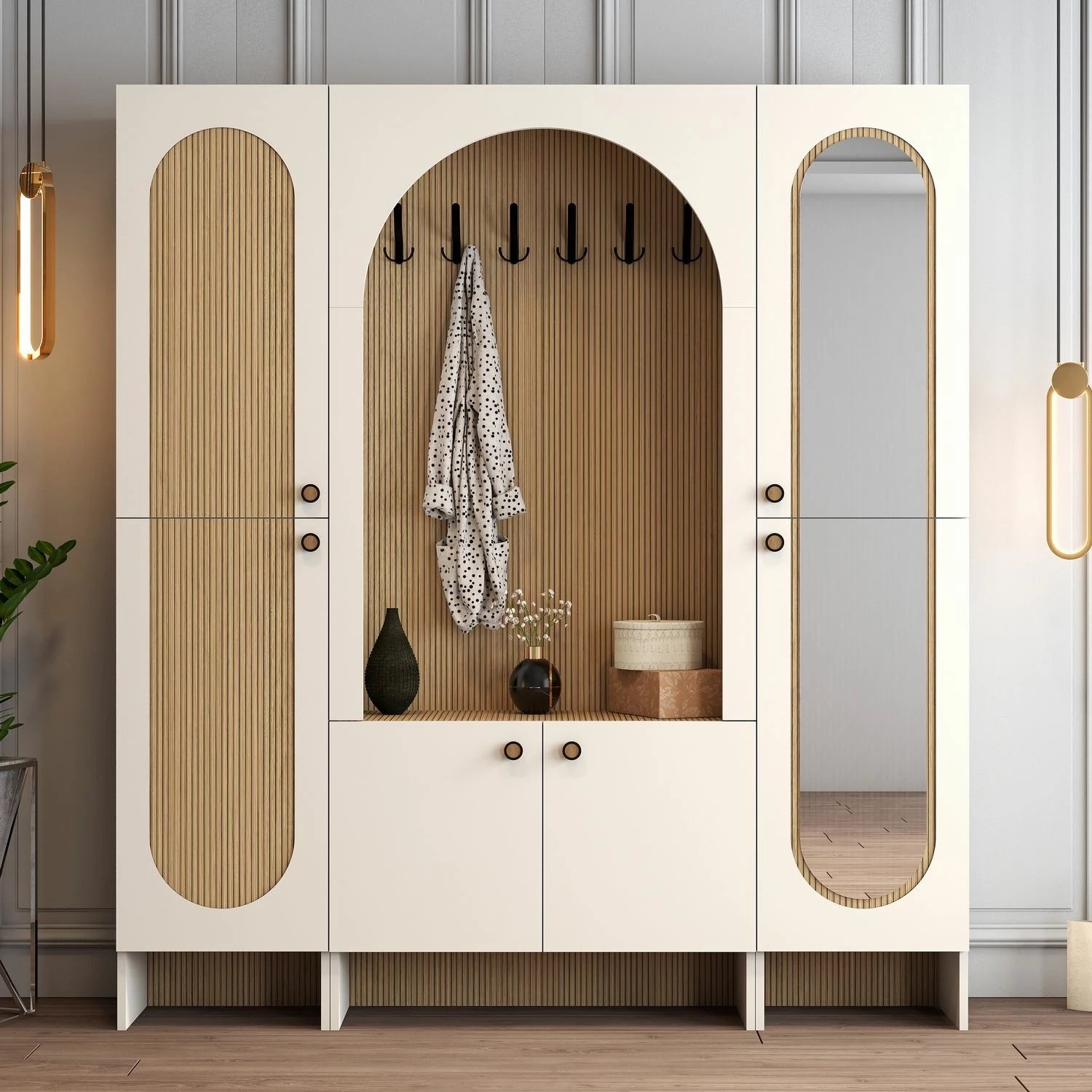 Stendë për korridor Skye Decor, ngjyrë krem dhe lis, Palermo Klm