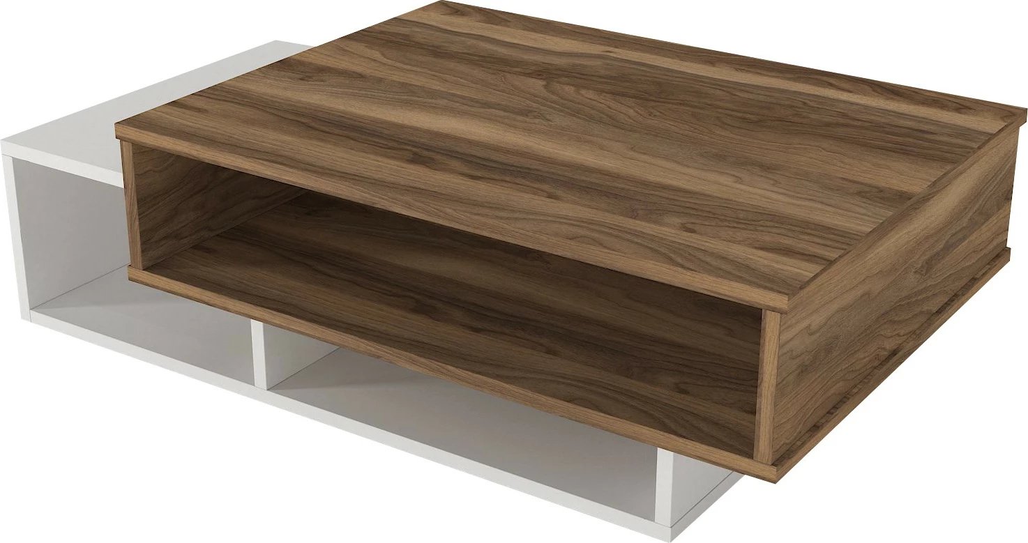 Tavolinë kafeje Skye Decor, e bardhë, arrë