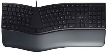 Tastierë ergonomike Cherry KC 4500 ERGO JK-4500FR-2 (JK4500FR2), USB, AZERTY, me mbështetëse kyçesh, e zezë