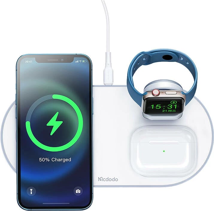 Karikues wireless Mcdodo CH-7060 3-në-1, 15W, i bardhë