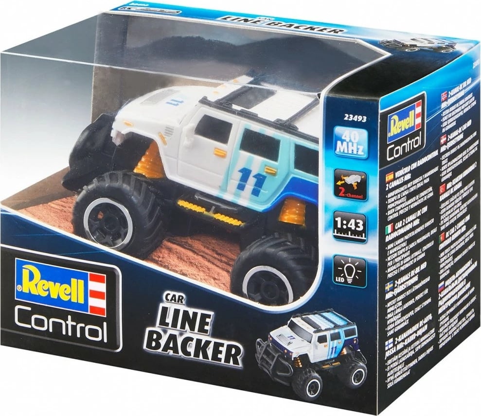 Makine lodër me telekomandë Revell RC Line Backer 23493, plastikë, 1:43, zi/blu/bardhë