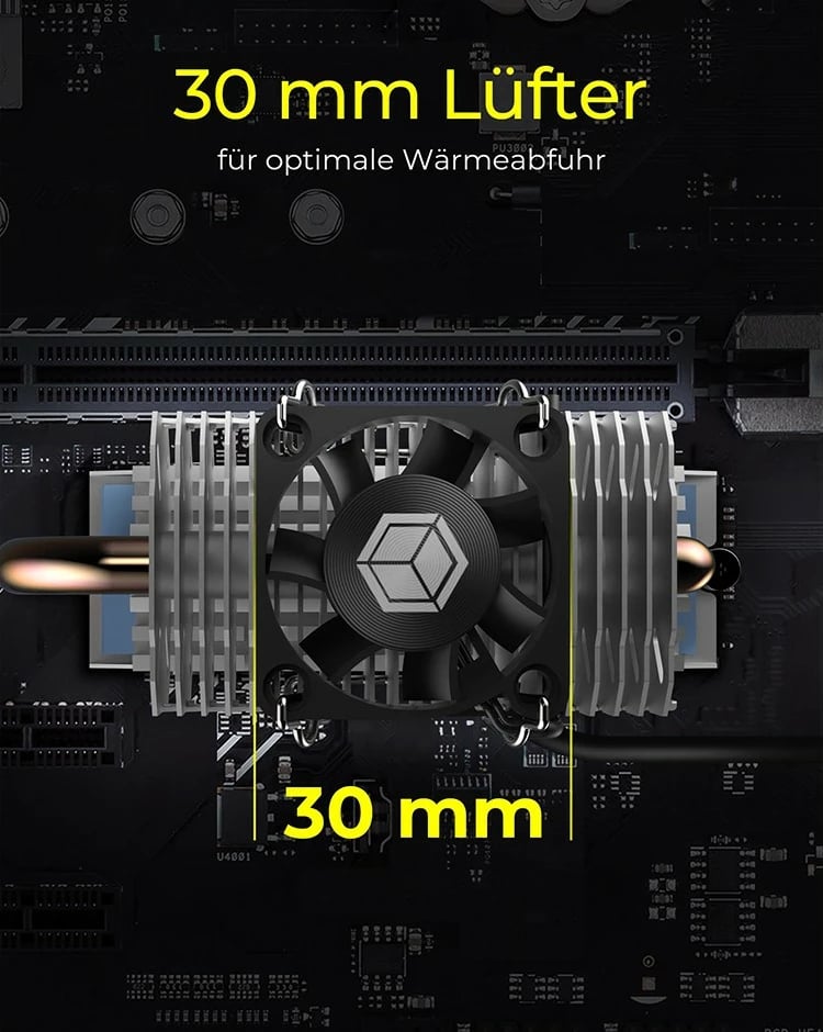 Heatsink SSD ICY BOX IB-M2HSF-705, 30mm fan, 8500 RPM, argjend