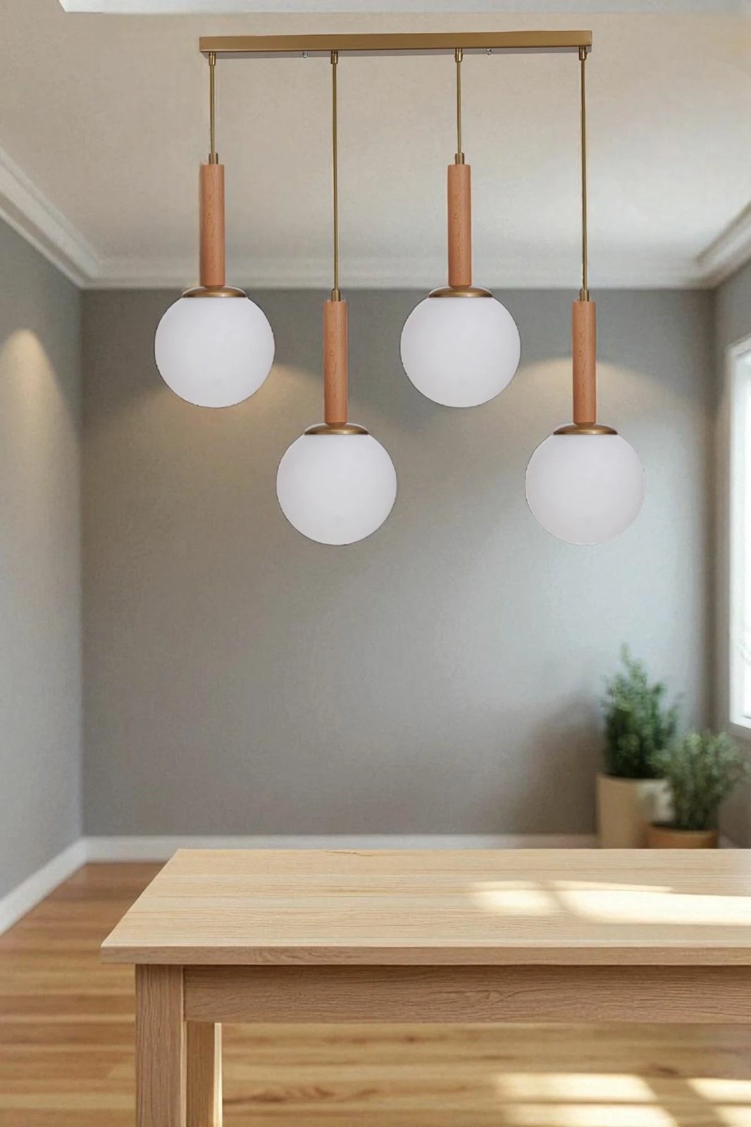 Llambadar Opviq, 9073-6, metal dhe xham, ngjyrë e bardhë, lisi, ari