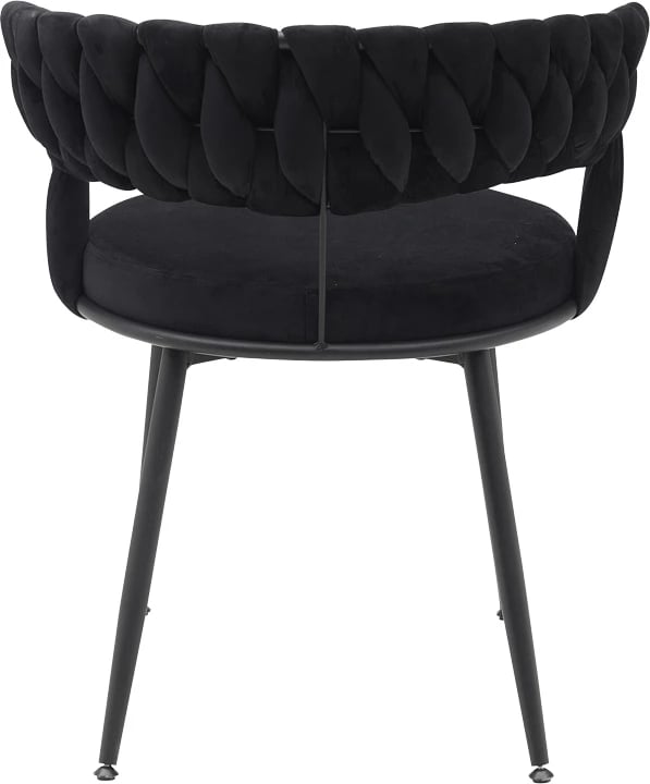 Karrige Alkia në kadife të zezë me këmbë metali të zezë 60x57x68cm