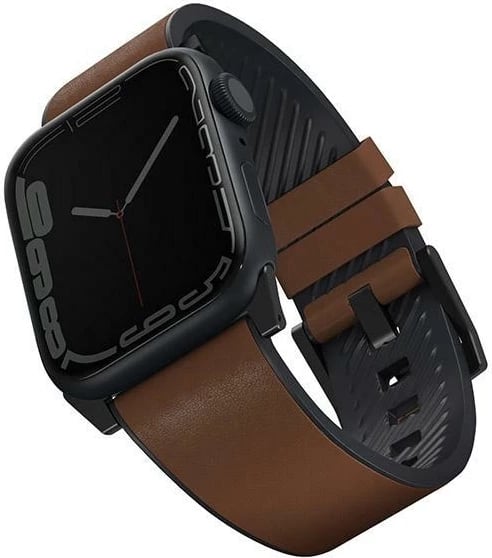Rrip dore për Apple Watch UNIQ Straden, lëkurë/silikon, 42/44/45/49mm, Kafe