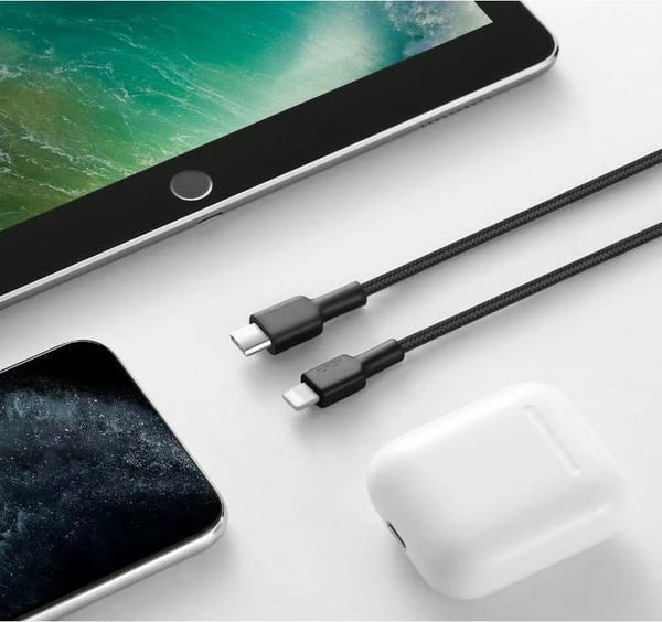 Kabllo AUKEY CB-CL02, USB-C në Lightning, 1.2m, Najlon, E zezë