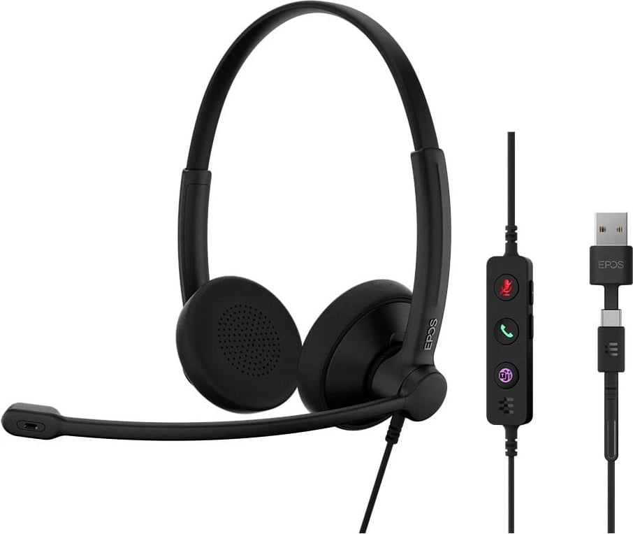Kufje EPOS IMPACT 100 MS, me mikrofon, Stereo, USB-C/USB-A, e zezë