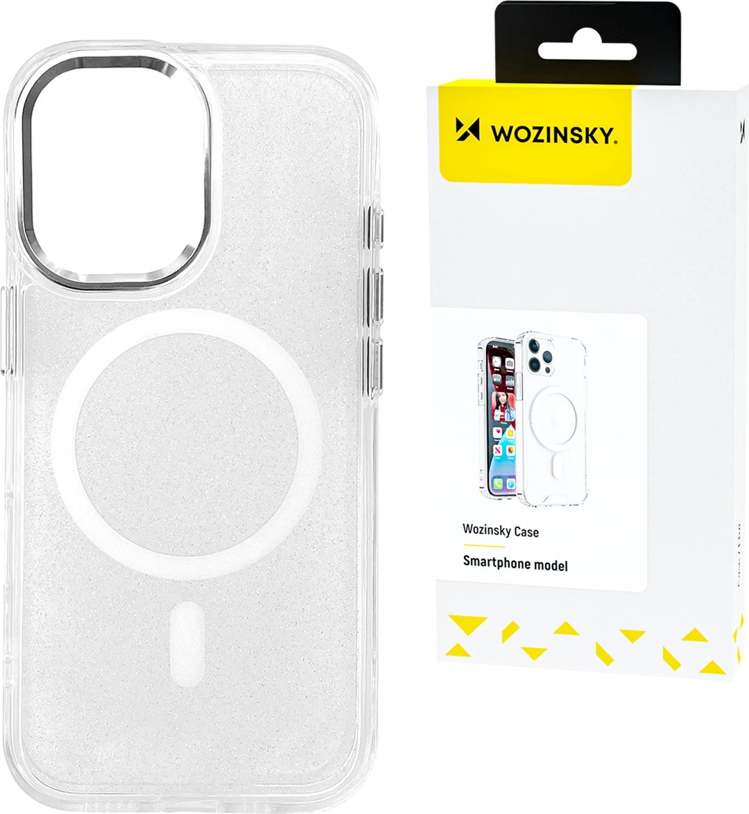 Mbështjellës Wozinsky Glitter Case me MagSafe për Samsung Galaxy S24 FE, i tejdukshëm me shkëlqim