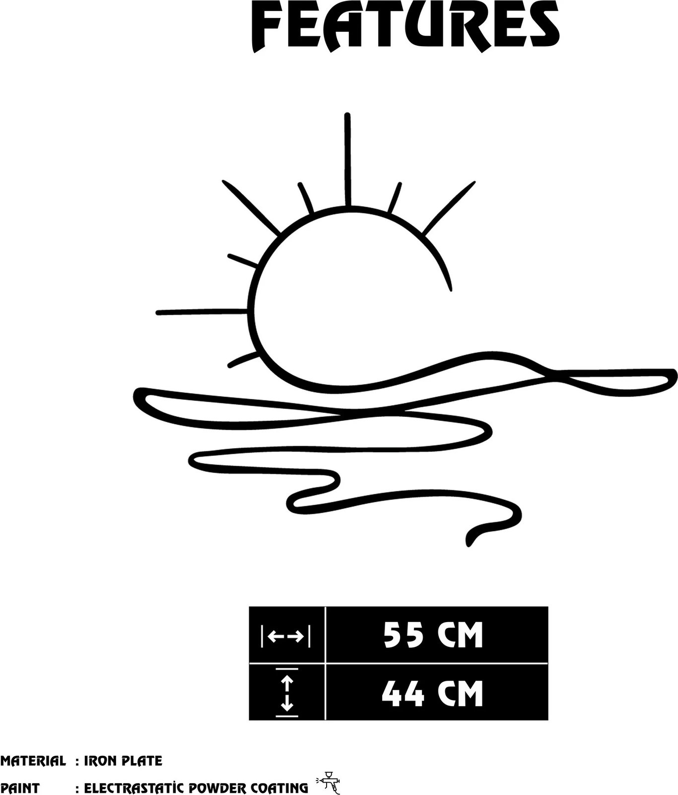 Aksesor dekorativ metalik për mur, Wallity, Alborada