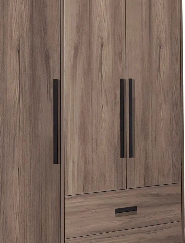 Dollap me 3 dyer Edritte me sirtarë, ngjyrë arre e çelët, 120x52x195cm