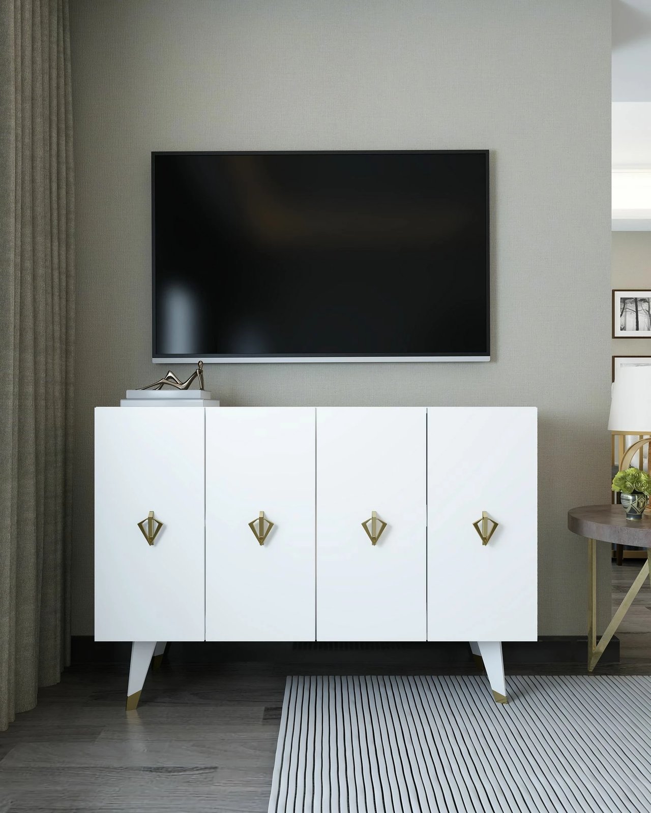 Konsol Skye Decor, 8163KM-32, e bardhë, e artë