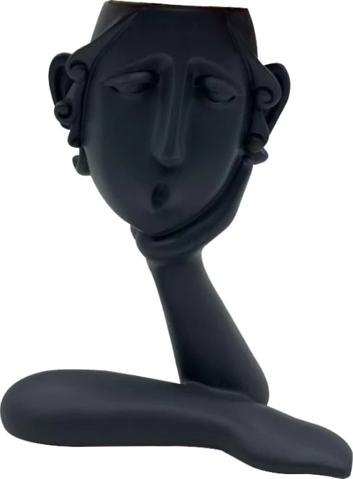 Vazo dekorative ROMANCE 3, figurë, polirezine, e zezë, 16x8x20 cm