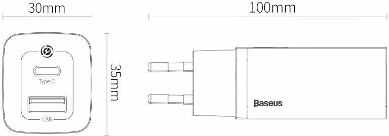 Karikues i shpejtë Baseus GaN2 Lite 65W, USB/USB-C, i bardhë