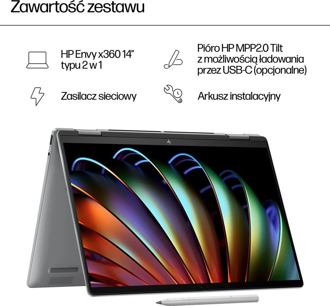 Laptop HP ENVY x360 14-fa0400nw, Ryzen 5, 16 GB RAM, 512 GB SSD, Glacier Silver