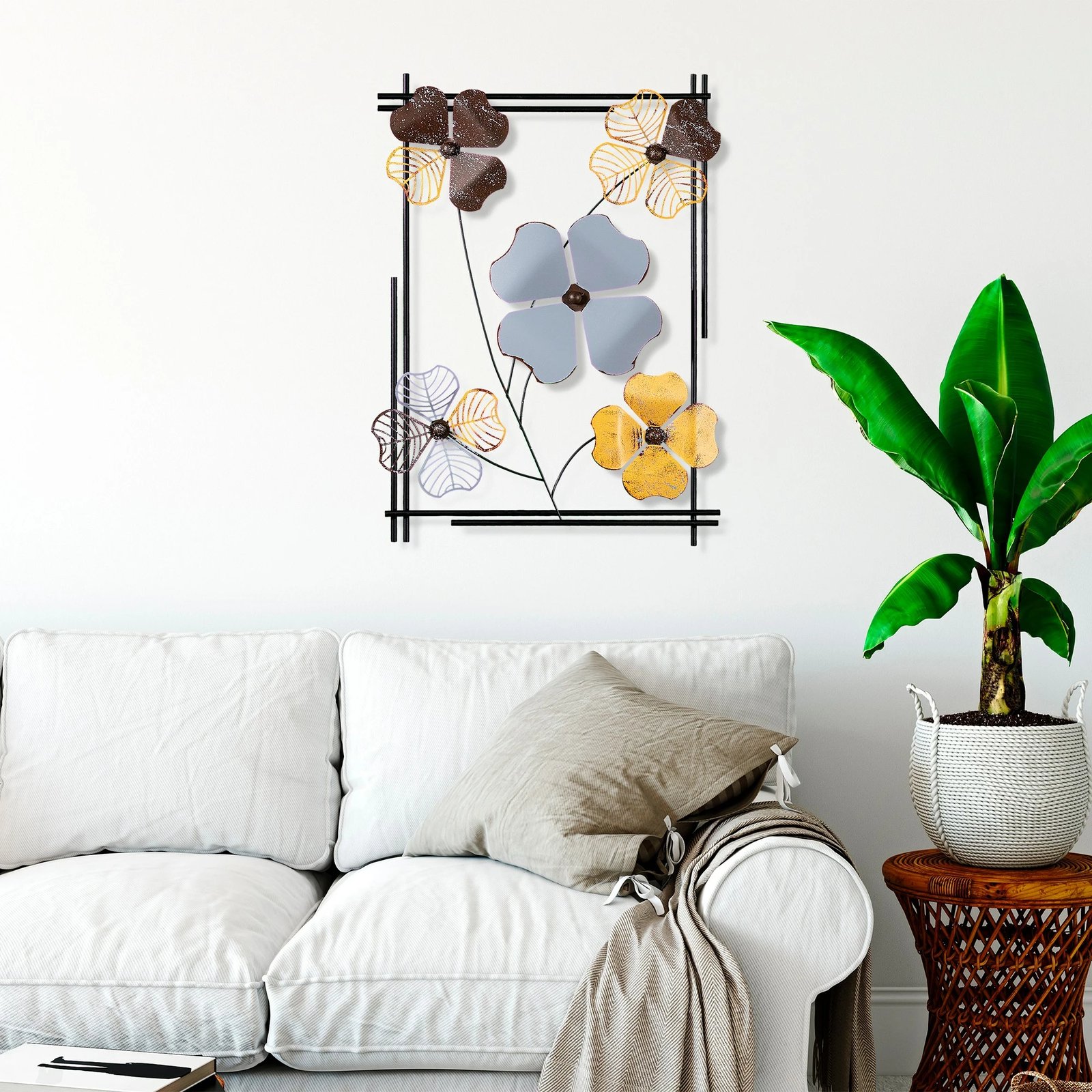 Aksesor dekorativ metalik për mur, Wallity Zouping 3, shumëngjyrësh, 50x70x4cm